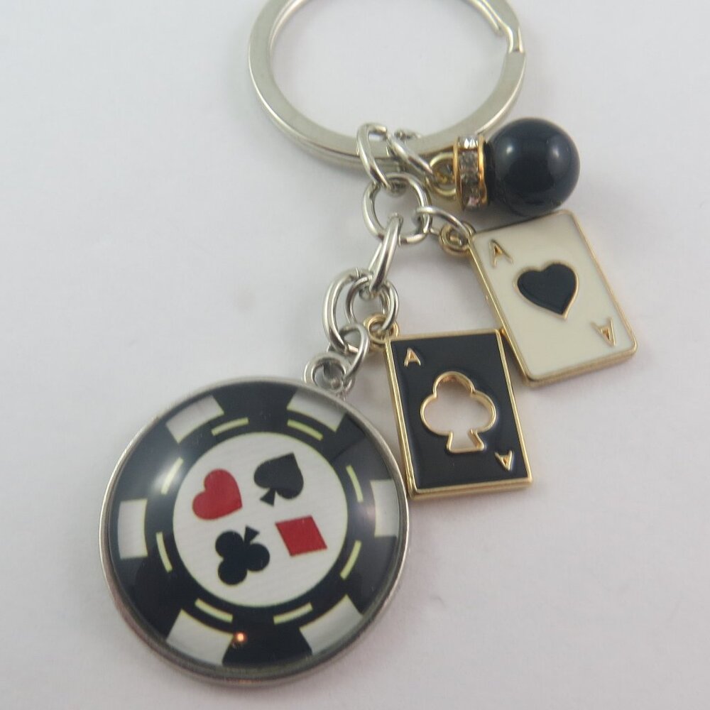 Poker Keychain Casino Keychain Gambling Key Ring Poker Chip Charm Keychain